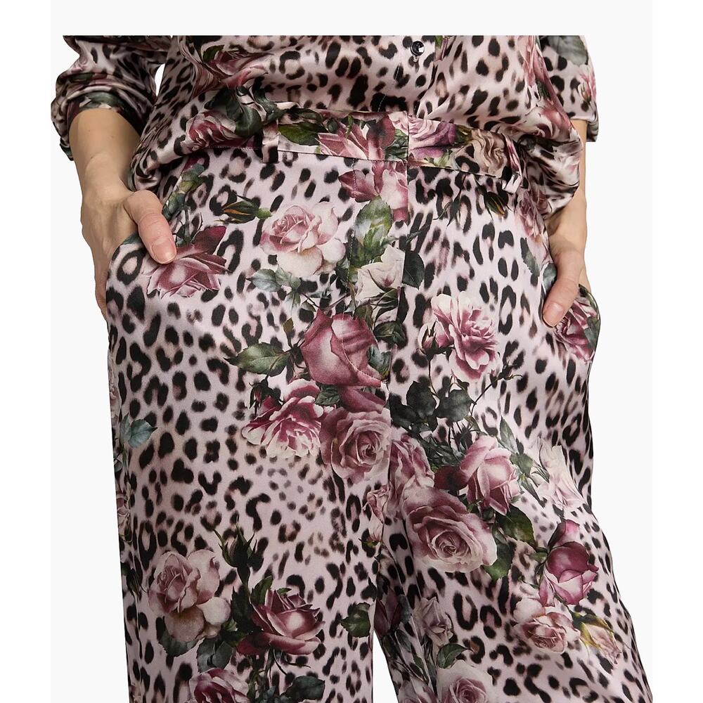 L'AGENCE Pilar Wide Leg Silk Pants in Cheetah Rose 6 - Picture 3 of 10